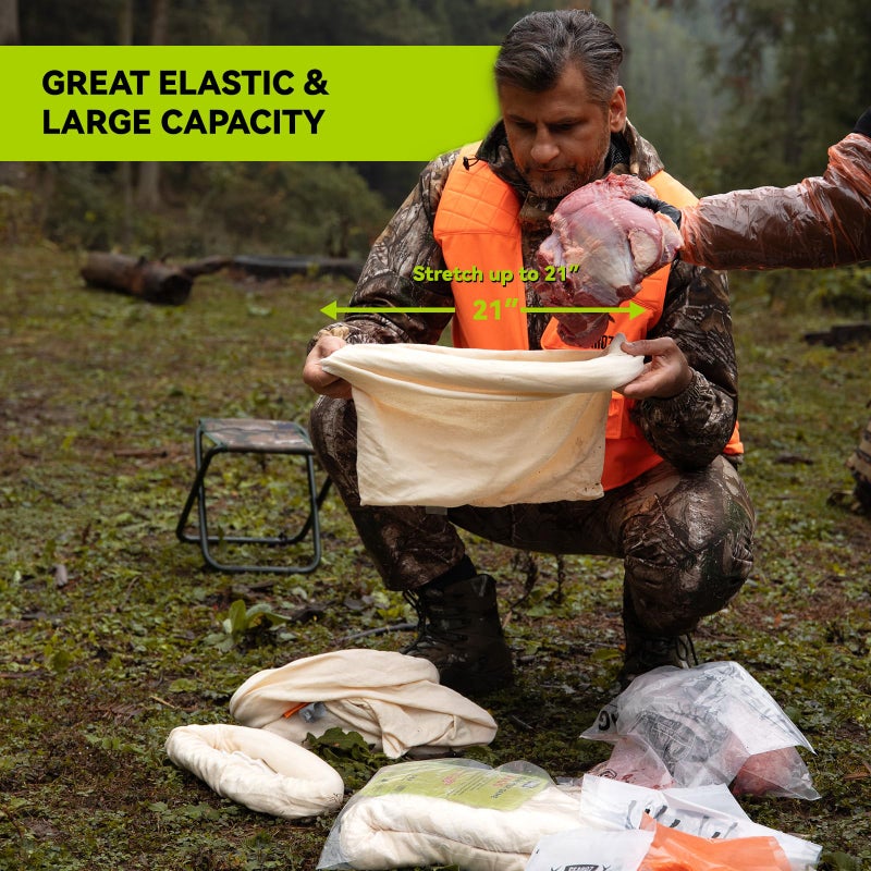 GearOZ Elk Game Bags Hunting Meat Bag 5-Pack Reusable Rolled Heavy Duty Quarter Bags, Big Game Hunting Essentials for Elk/Caribou/Moose/Deer, 48" x4, 28" x1 - Image 4